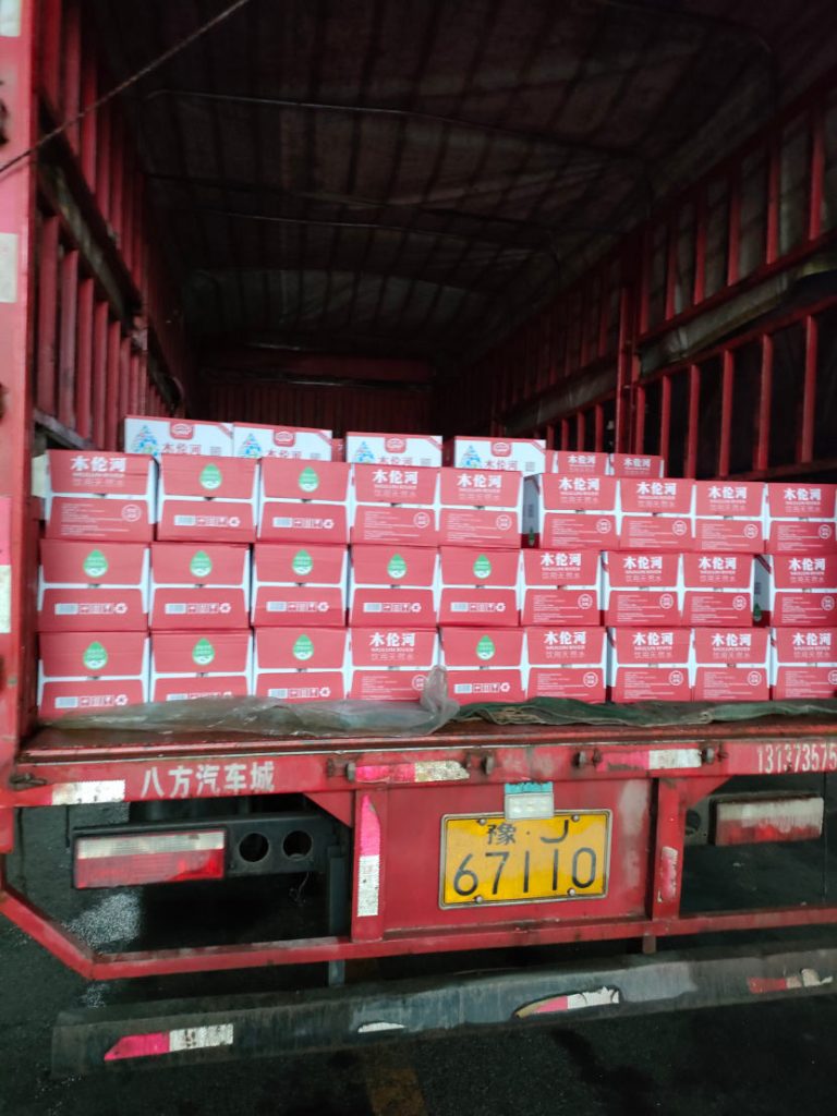 Amity supplies loaded on trucks
